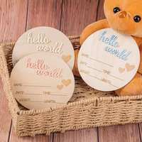 Cartes de jalons de développement pour bébé en bois, accessoires de photographie pour nouveau-nés, panneaux d'annonce de naissance pour baby shower, tableau d'annonce 'Bonjour le monde'