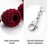Ambachtelijke frambozen armband met frosted fruit bedel, zilveren ketting, verstelbare sluiting, sieradendoosje, cadeauset voor dames en meisjes, groothandel