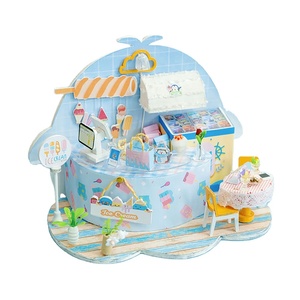 Iecreate P-1006 <span class=keywords><strong>jojo</strong></span> Little <span class=keywords><strong>Q</strong></span> DIY อุปกรณ์เฟอร์นิเจอร์จิ๋ว3D บ้านตุ๊กตาปริศนาไม้ - Product Image 1