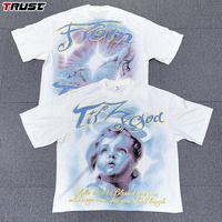 T-shirts de streetwear de luxe surdimensionnés en coton 100% tricoté, imprimés en DTG personnalisés, poids lourd 240 GSM, taille plus, pour hommes