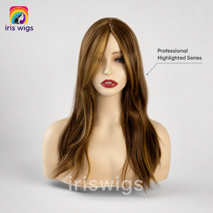 Perruque longue bouclée Iriswigs élégante avec mèches dorées-brun, effet ombré, boucles poire volumineuses, résistante à la chaleur, en cheveux synthétiques pour femmes - Product Image 1