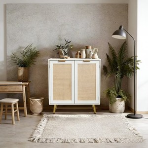 In Stock Good Price Wooden <strong>Sideboard</strong> Buffet Accent <strong>Cabinet</strong> <strong>Kitchen</strong> Storage <strong>Cabinet</strong> with Rattan Decorated Doors - Product Image 3