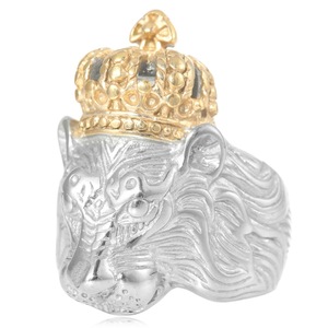 Anillo de Corona del Rey León de Yunnique, Anillo de Acero Inoxidable para Hombre, Joyería del Zodiaco Animal, Regalo, Tono Plateado y Dorado, Estilo Punk, Anillos de Moda - Product Image 1