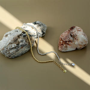 Bracelet élégant en chaîne de perles miniatures en forme de boule en laiton, bijoux vintage à la mode, plaqué or, plaqué rhodium, pour cadeau - Product Image 2