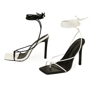 Nuevas Sandalias de Tacón Alto con Tiras Cruzadas en el Tobillo, Diseño de Contraste de Color, Cómodas y a la Moda, Talla Grande para Mujer - Product Image 3