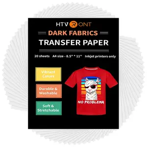 Papel de transferencia térmica para camisetas, 20 hojas, 8,5 "X 11", inyección de tinta, vinilo de transferencia térmica