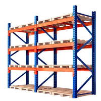 Système de stockage industriel robuste en acier pour entrepôt avec rayonnage à palettes à 3 niveaux et étagères, capacité de 1000 kg