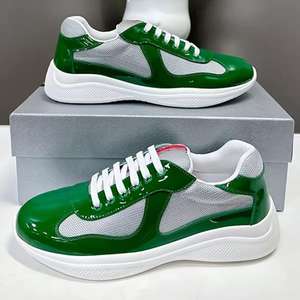 Men's Lace-up Sports Running Shoes Patent Leather Mesh <b>Trainer</b> Fashion Trend - Product Image 3