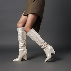 Bottes pour femmes, grandes tailles 34-48, couleur bleue sexy, bottes d'hiver de luxe à hauteur de genou - Product Image 4