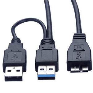 Usb3.0 <b>Micro</b> <b>B</b> Data Cable Dual <b>Usb</b> Head 0.5M With Power Port For External Hard Drive - Product Image 1