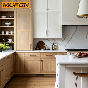 Stile americano bianco rovere agitatore cucina isola Set di mobili <span class=keywords><strong>in</strong></span> <span class=keywords><strong>legno</strong></span> massiccio armadi da cucina Design all'ingrosso - Product Image 2