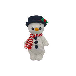 Figurine de bonhomme de neige en coton crochetée à la main, accessoire <span class=keywords><strong>photo</strong></span> de Noël mignon et original, adorable cadeau de Noël tricoté - Product Image 4