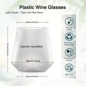 <span class=keywords><strong>Verre</strong></span> à vin sans pied en plastique PET <span class=keywords><strong>réutilisable</strong></span> et <span class=keywords><strong>personnalisé</strong></span>, <span class=keywords><strong>verre</strong></span> à whisky et à champagne de haute qualité de 14oz, vente en gros - Product Image 2