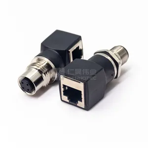 ترميز إيثرنت RJ45 إلى M12 8pin موصل Famale محول مستقيم