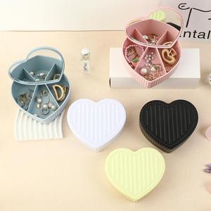 Boîte de rangement de bijoux de bureau, boîte à bijoux en forme de cœur et mignonne, compartimentée avec miroirs, boîte à bijoux de luxe légère - Product Image 4