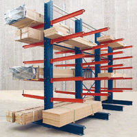 Étagère cantilever robuste en acier laminé à froid 5 niveaux pour le stockage en entrepôt de tuyaux en acier, barres, profilés, bois, pneus et pièces automobiles, longue