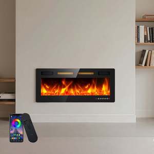 Chimenea Eléctrica Empotrada <span class=keywords><strong>de</strong></span> 68 Pulgadas con Llama <span class=keywords><strong>de</strong></span> Cristal y Leños, Calentador Inteligente <span class=keywords><strong>de</strong></span> 750W/1500W con Control Remoto por Aplicación - Product Image 3