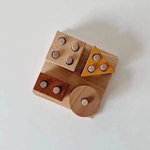 Children's Wooden Four-column <b>Shape</b> Matching Set Building <b>Blocks</b> Toy 0-24 Months Early Education & Color Cognition Toy - Product Image 2