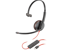 Headset Kulit Poly Plantronics Blackwire 3210 USB-C Berkabel Over-Ear dengan Mikrofon Boom untuk Ponsel dan Komputer