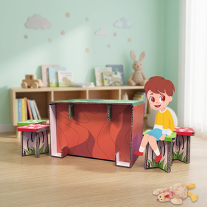 Ensemble de meubles pour enfants, table et tabouret en panneaux alvéolés, capacité de charge de 9 kg à 50 kg - Product Image 2