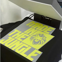 Autocollant DTF personnalisé pour t-shirts, impression de vêtements sur mesure, usine OEM, service de décoration de vêtements imperméable en couleur pleine.