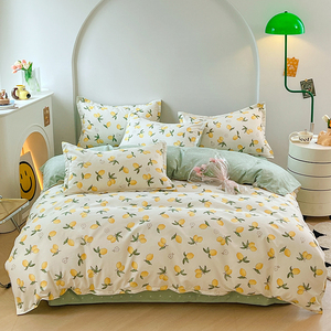 Parure de lit imprimée feuilles de citron vert <span class=keywords><strong>moins</strong></span> chère, ensemble de literie textile moderne pour la maison avec emballage personnalisé - Product Image 1