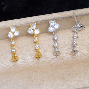 Aretes Cuadrados de Plata 925 con Circonita Completa, Accesorios para DIY, Cuentas Cuadradas de Azúcar Semiterminadas de 3mm 5925, 12-14 - Product Image 1