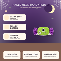 Peluche Monstre à un œil en forme de bonbon d'Halloween, personnalisée, douce et rembourrée, pour décoration de fête, faible MOQ, OEM ODM