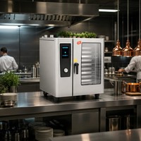 Horno Combinado Comercial Inteligente de Alta Gama con Pantalla Táctil, Vaporera Industrial de Acero Inoxidable para Cocina de Hotel GN1/1