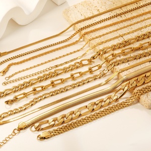 Pulsera Elegante de Acero Inoxidable con Baño de Oro de 18K, Diseño de Cadena de Cuerda y Dije Geométrico, Tipo Clip, Personalizable al por Mayor para Mujer - Product Image 6
