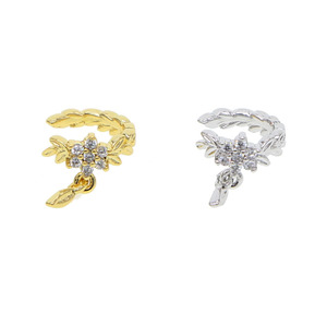 Promozione oro placcato <span class=keywords><strong>argento</strong></span> eleganza bella primavera senza Piercing polsino gioielli 5A CZ fiore foglia orecchino - Product Image 3