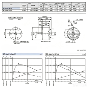 Micro moteur DC brossé 32mm RF-500-12560 1.5V 3V 4V 6V 9V 12V pour remontoir de montre, lecteurs DVD et moteurs audio - Product Image 2
