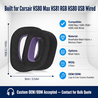 Pour Corsair HS80 Max HS 81 RGB cache-oreilles Dolby 7.1/HS80 USB filaire en cuir couverture oreillette accessoires de remplacement mousse à mémoire