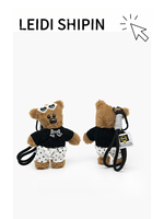 Porte-clés en peluche ours brun Kawaii avec lunettes de soleil en forme de cœur et pantalon à pois, pendentif de sac, cadeau