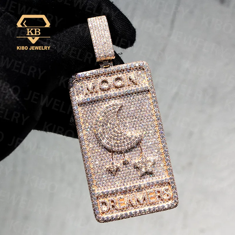 Iced ra thư ban đầu mossanite Charm tùy chỉnh tên 10K vàng rắn thực moissanite kim cương phòng thí nghiệm phát triển kim cương mặt dây chuyền