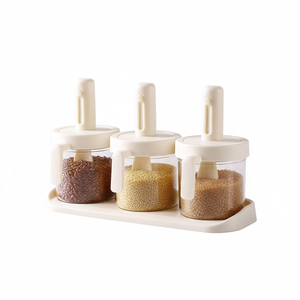 3 pezzi eco-friendly 400ml vasetto di spezie con coperchi e vassoio per l'organizzazione della cucina e la conservazione del ristorante - Product Image 2
