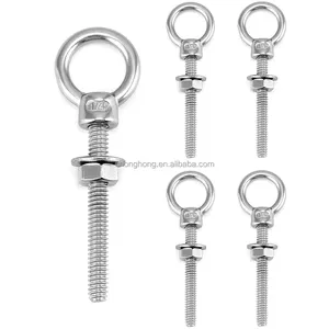 Lifting Ring Threaded Eyebolts 304 316 Stainless Steel Lifting Eye Bolt long shank eye bolts with washer and nut