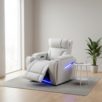 Conjunto de Sala de Estar Moderno e Inteligente con Luces LED y Puertos USB, Sofá Reclinable Eléctrico Blanco