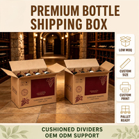 Boîte à vin en carton ondulé écologique avec insert de séparation, emballage haut de gamme recyclable et imprimé sur mesure pour la vente au détail et l'exportation de marques