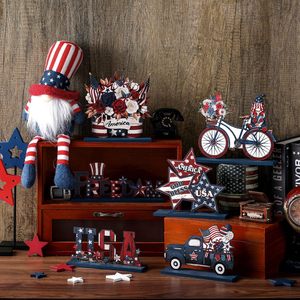 Prix d'usine en gros, ornements en <span class=keywords><strong>bois</strong></span> patriotiques américains pour le Jour de l'Indépendance, sculpture de base de camion étoile Pixie gravée - Product Image 3