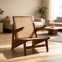 Fauteuil Rétro en Bois Massif pour Salon, Chaise Longue en Bois pour Hôtel, Balcon, Chaise de Loisirs pour la Maison et l'Hôtel