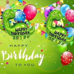 Ballon en feuille d'aluminium Dinosaure Vert Mignon Joyeux Anniversaire, Ballon en Mylar Métallique pour Décoration de Fête Dinosaure pour Enfants - Product Image 6