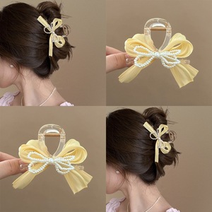 C & <span class=keywords><strong>J</strong></span> Yanye คลิปหนีบผมรูปโบว์ปลาฉลามติดมุกสีเหลืองสวยงามอุปกรณ์เสริมกิ๊บหนีบผมกิ๊บหนีบผม - Product Image 2
