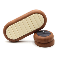 MC DLTP002 Plateau de présentation de bijoux rond et ovale en velours et cuir PU ultra-fin, gris foncé et beige, taille moyenne, pour rangement d'accessoires