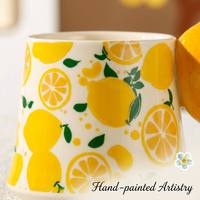 Tasse à thé en céramique créative peinte à la main en forme de fruit (citron, poire) avec poignée mignonne, cadeau de bureau, vente en gros