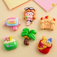 Breloques de plage en résine Kawaii de style dessin animé en gros pour la création de pinces à cheveux, coques de téléphone, slime et jouets DIY