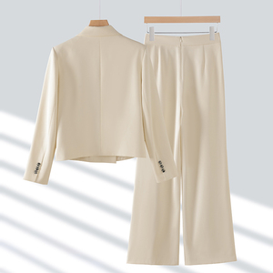 2024 <span class=keywords><strong>costume</strong></span> deux pièces haut de gamme pour femmes nouveau petit <span class=keywords><strong>costume</strong></span> d'automne avec tempérament manteau court et <span class=keywords><strong>pantalon</strong></span> large - Product Image 5