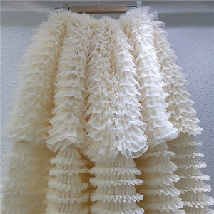 <span class=keywords><strong>GX</strong></span>-Retro Heavy Industry Design Loose Cake Falda larga 2025 Primavera y verano Nueva falda Pengpeng de gasa de cintura alta - Product Image 3