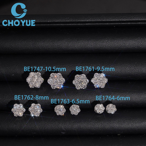6-10.5mm Size Flower Lab Diamonds <b>Stud</b> Earrings Real 925 <b>Silver</b> Gold Plated Claw Setting Luxury Screw Back <b>Stud</b> Earring Jewelry - Product Image 2