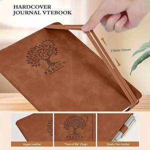 Cuaderno de Tapa Dura de Cuero Vegano A5, Diario Ejecutivo Liso con Diseño de Árbol de la Vida, Portaplumas, Cierre Elástico Doble, 200 Páginas - Product Image 3